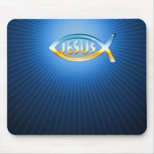 Ichthus - Christian Fish Symbol Sky & Ground Mouse Pad