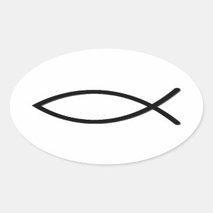 Ichthus Fish Symbol Oval Sticker