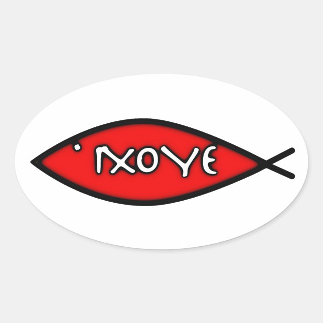 Ichthus Oval Sticker (Front)