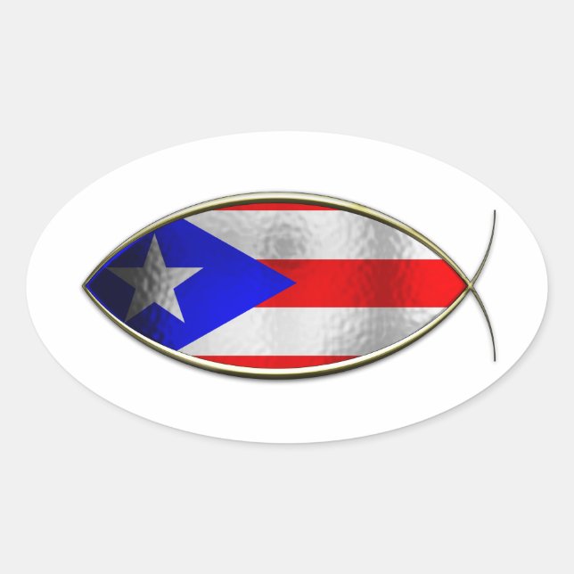 Ichthus - Puerto Rican Flag Oval Sticker (Front)