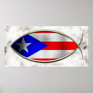 Ichthus - Puerto Rican Flag Poster