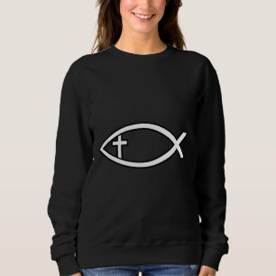 Ichthus With Cross Christian Fish Symbol Sweatshirt