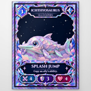 Ichthyosaurus, Rainbow Foil Art Postcard