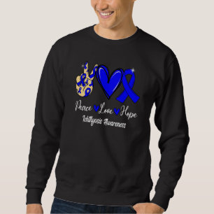 Ichthyosis Awareness Peace Love Hope Blue Ribbon Sweatshirt