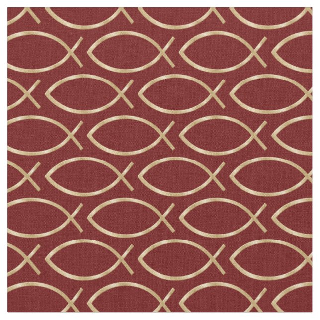 Ichthys Christian Symbol Pattern Fabric (Close Up)