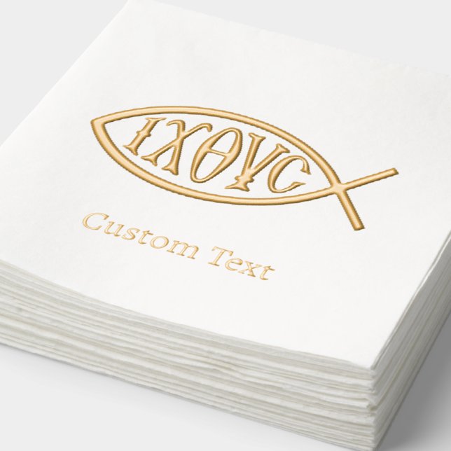 Ichthys Christian Symbol Pattern Foil Napkins (Detail)