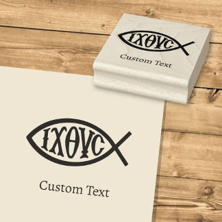 Ichthys Christian Symbol Rubber Stamp