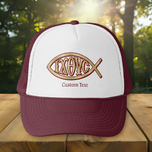 Ichthys Christian Symbol Trucker Hat
