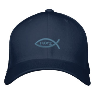 Ichthys Jesus Fish Christian Symbol Embroidered Hat