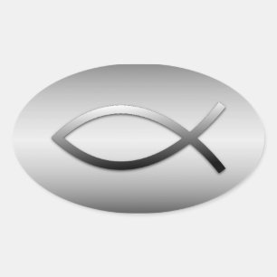 Ichthys Jesus Fish Christian Symbol Oval Sticker
