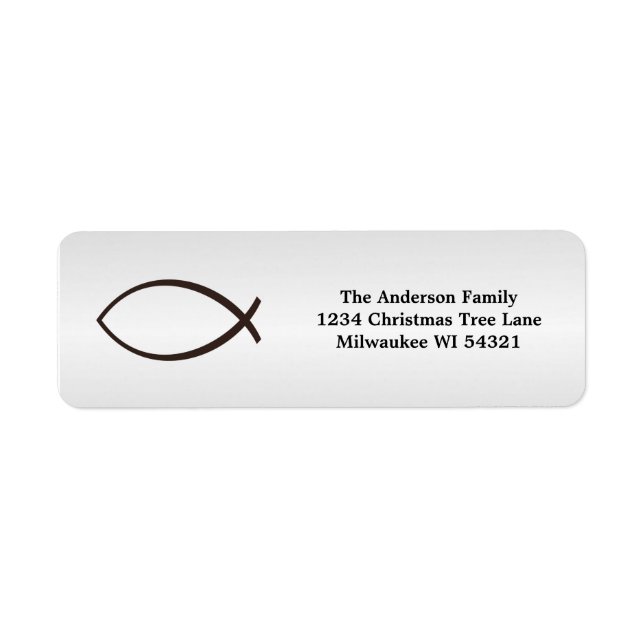 Ichthys Jesus Fish Christian Symbol Return Address Label (Front)