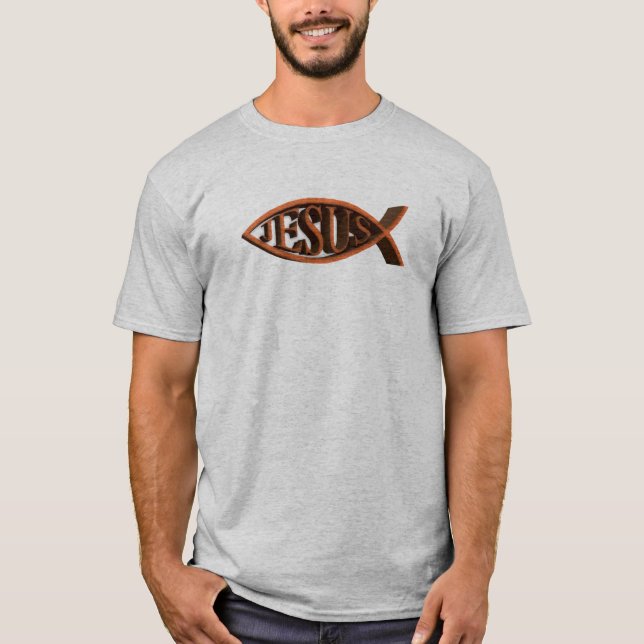 Ichthys Oak Christian Fish Symbol T-Shirt (Front)