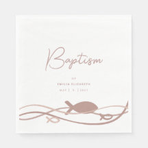 Ichthys Wave Design Blush Pink Girl's Baptism