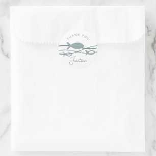 Ichthys Waves Baptism Suite Blue - Thank You  Classic Round Sticker