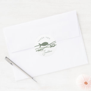 Ichthys Waves Baptism Suite Green - Thank You Classic Round Sticker