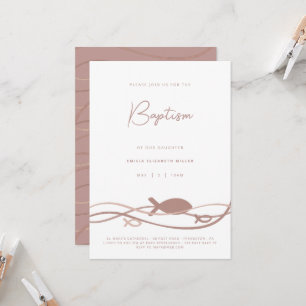 Ichthys Waves Blush Pink - Modern Baptism Invitation