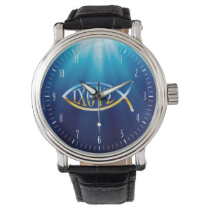 Ichtys Christian Fish Symbol   Inspirational Gifts Watch
