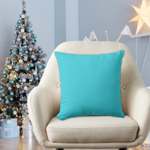 icicle  Teal Blue Modern  Solid Christmas blue Cushion