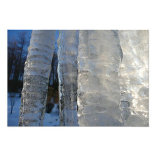 Icicles Abstract Blue Winter Photography Photo Print