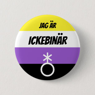 Ickebinär symbol knapp 6 cm round badge