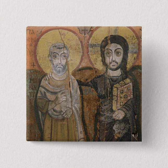 Icon depicting Abbott Mena with Christ 15 Cm Square Badge (Front)
