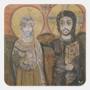 Icon depicting Abbott Mena with Christ Square Sticker