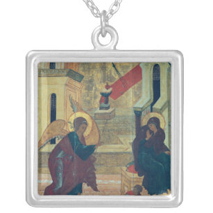Icon depicting the Annunciation Silver Plated Necklace