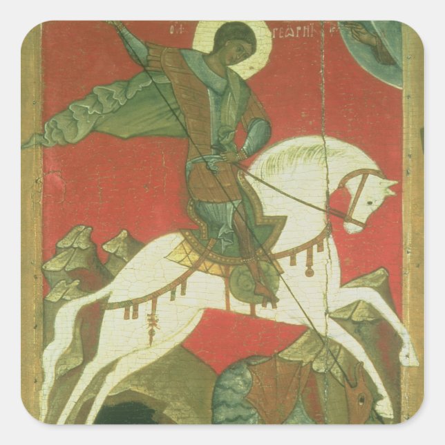 Icon of St. George and the Dragon Square Sticker (Front)