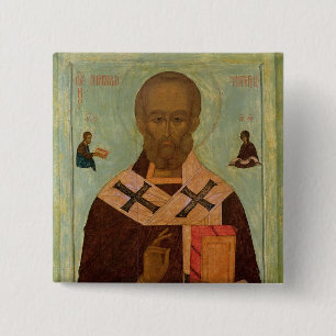 Icon of St. Nicholas 15 Cm Square Badge