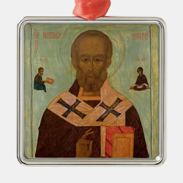 Icon of St. Nicholas Metal Tree Decoration (Front)