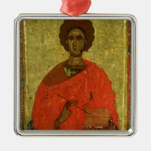 Icon of St. Pantaleon of Nicomedia Metal Ornament
