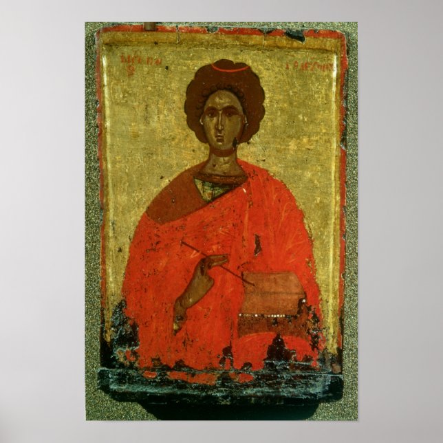 Icon of St. Pantaleon of Nicomedia Poster (Front)