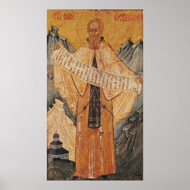 Icon of St. Sabas of Jerusalem, 1572 Poster (Front)