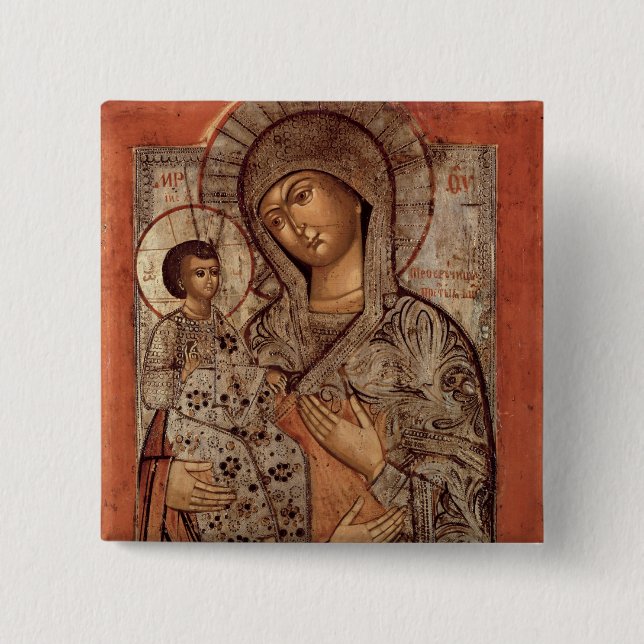 Icon of the Blessed Virgin with Three Hands 15 Cm Square Badge (Front)