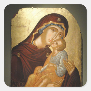 Icon of the Mother of God and Infant Christ Square Sticker