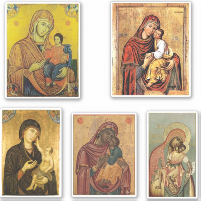 Icon of Virgin Mary Rectangular Sticker (Front)