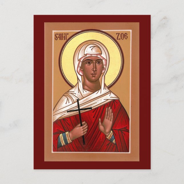 Icon Prayer Card Saint Zoe -- Blank on Back (Front)