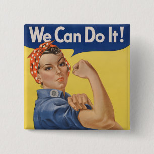 Icon Rosie the Riveter Women's Role Model WPA Butt 15 Cm Square Badge