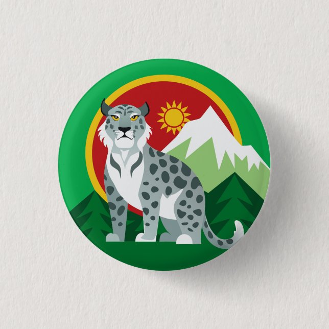 Icon: snow leopard 3 cm round badge (Front)
