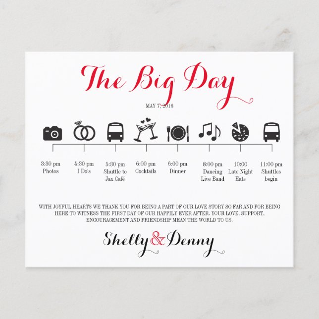 Icon Wedding Itinerary (Front)