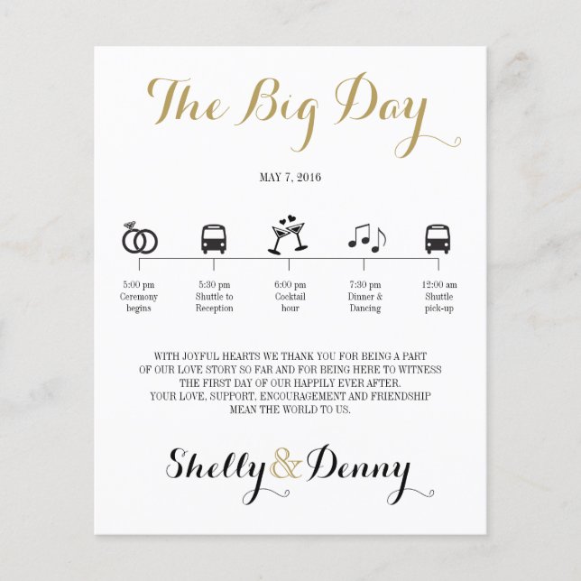 Icon Wedding Itinerary (Front)
