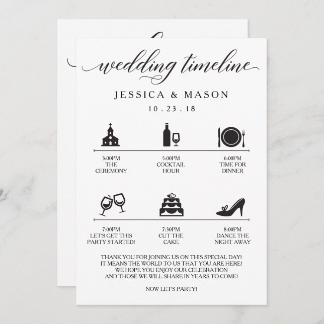 Icon Wedding Itinerary and Wedding Welcome Invitation (Front/Back)