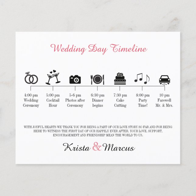 Icon Wedding Timeline Program (Front)