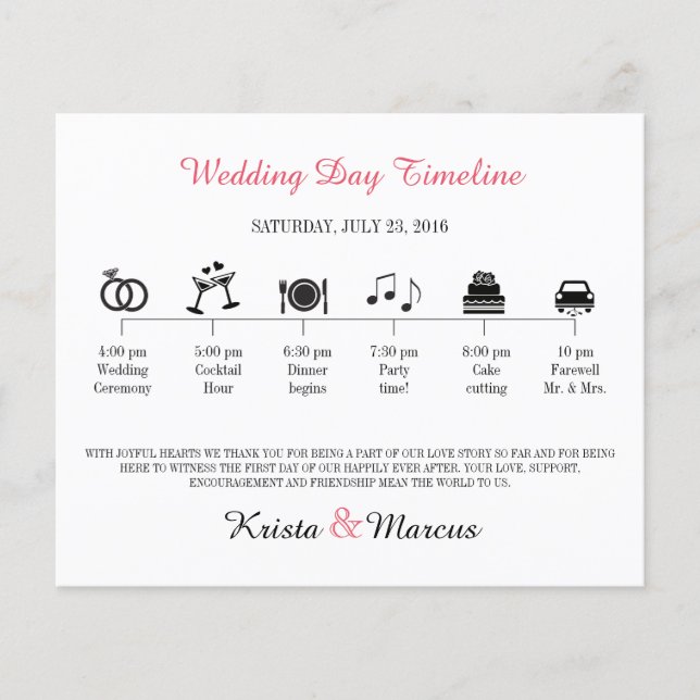 Icon Wedding Timeline Program (Front)