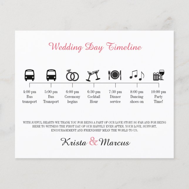 Icon Wedding Timeline Program (Front)
