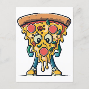 icône souriante pizza mignonne  postcard