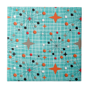 Iconic 1950's Atomic Starburst Retro Design Ceramic Tile