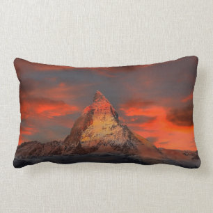 Iconic Alpine Mountain Matterhorn at Sunset Lumbar Cushion