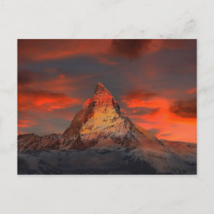 Iconic Alpine Mountain Matterhorn at Sunset Postcard