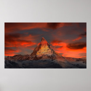 Iconic Alpine Mountain Matterhorn at Sunset Poster